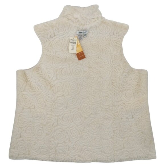 Coldwater Creek Women's Size 2X Cream Swirl Fully Reversible Faux Suede Vest - Picture 8 of 9